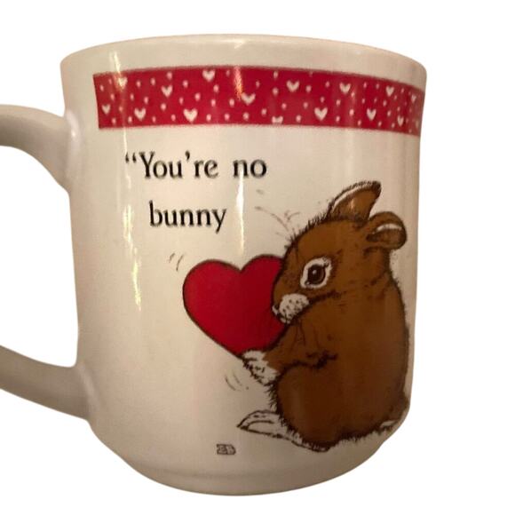 VTG Recycled Paper Coffee Mug - "Somebunny loves you!" bunny, rabbit, hearts - Picture 1 of 7